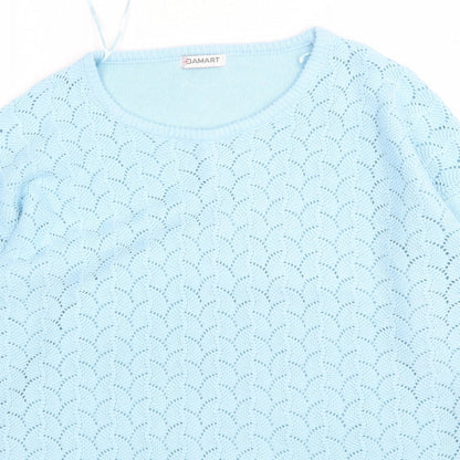 Damart Womens Blue Round Neck  Acrylic Pullover Jumper Size 10
