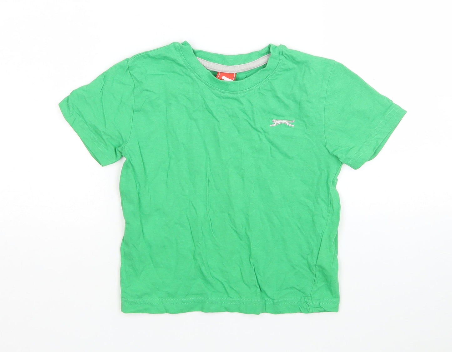 Slazanger  Boys Green  Cotton Basic T-Shirt Size 3-4 Years Round Neck