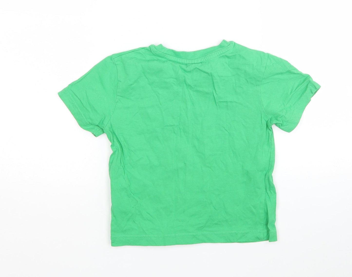 Slazanger  Boys Green  Cotton Basic T-Shirt Size 3-4 Years Round Neck