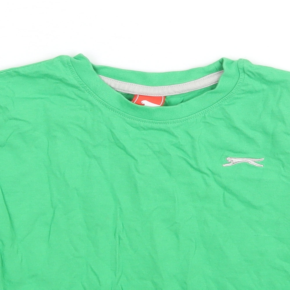 Slazanger  Boys Green  Cotton Basic T-Shirt Size 3-4 Years Round Neck