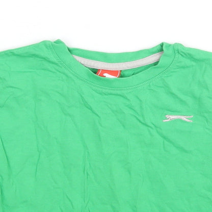 Slazanger  Boys Green  Cotton Basic T-Shirt Size 3-4 Years Round Neck