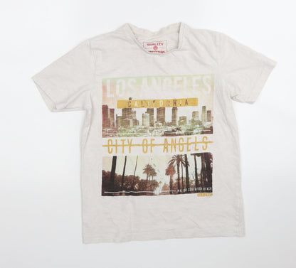 Front view of Matalan boys’ white cotton basic t-shirt, size 11, years round neck