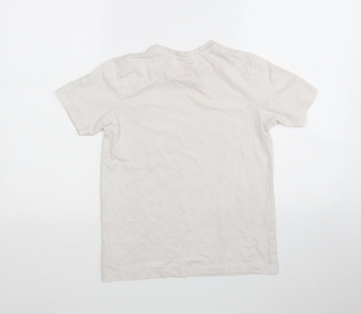 Back view of Matalan boys’ white cotton basic t-shirt, size 11, years round neck