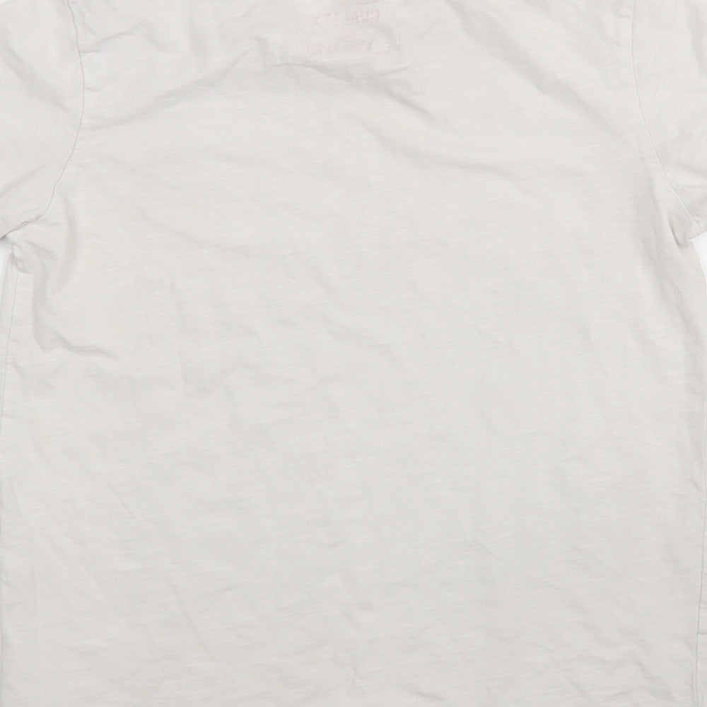 Brand and care label for Matalan boys’ white cotton basic t-shirt, size 11, years round neck