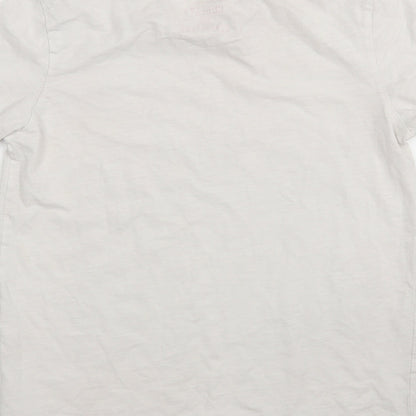Brand and care label for Matalan boys’ white cotton basic t-shirt, size 11, years round neck