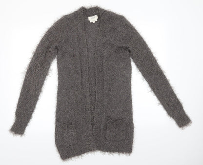NEXT Womens Grey V-Neck  Polyester Cardigan Jumper Size XS   - Subtle shimmer effect