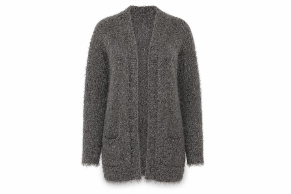 NEXT Womens Grey V-Neck  Polyester Cardigan Jumper Size XS   - Subtle shimmer effect
