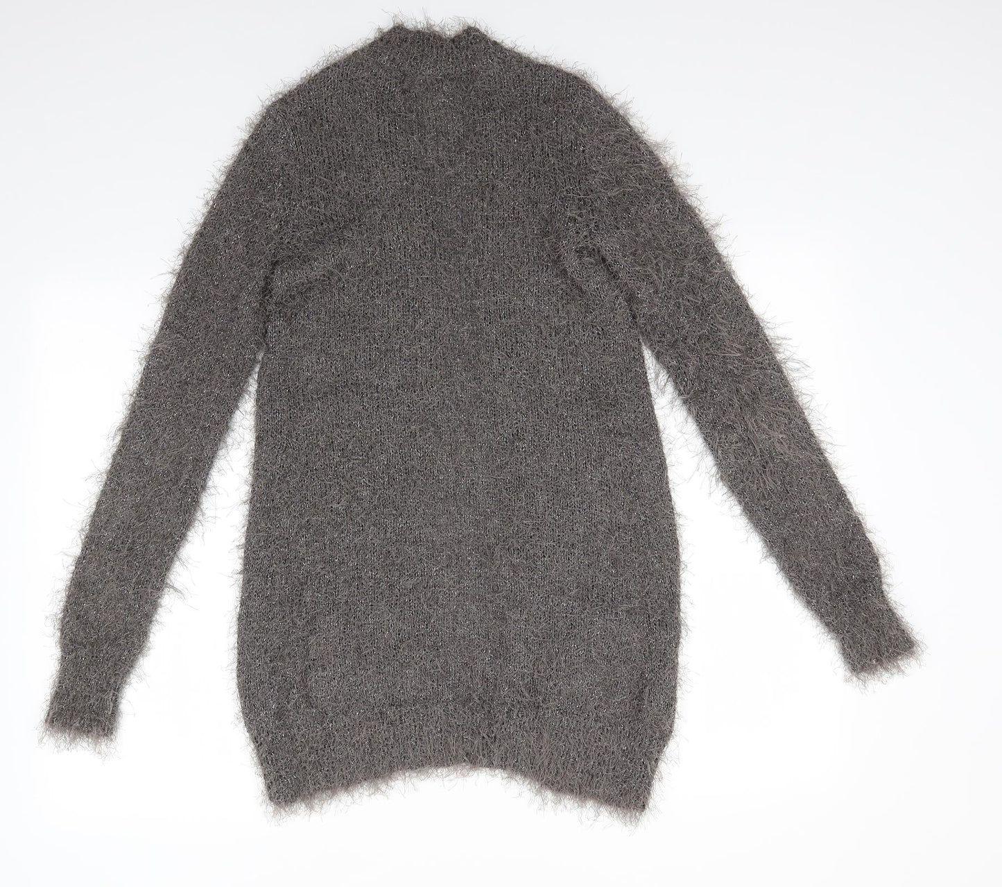 NEXT Womens Grey V-Neck  Polyester Cardigan Jumper Size XS   - Subtle shimmer effect