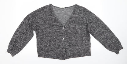 George Womens Grey Round Neck  Viscose Cardigan Jumper Size 16   - Black Grey Fleck Gem Like Daisy buttons