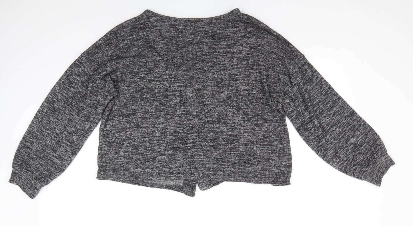 George Womens Grey Round Neck  Viscose Cardigan Jumper Size 16   - Black Grey Fleck Gem Like Daisy buttons