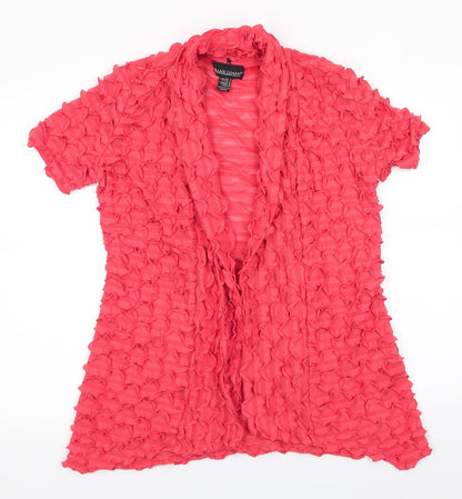 Additional front view of Rank Lyman women’s orange jacket, size UK 10, - ruffled stripes