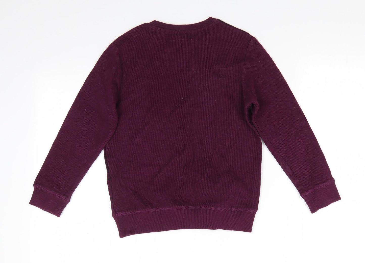 NEXT Girls Purple Round Neck Check Cotton Pullover Jumper Size 6 Years   - Deep purple