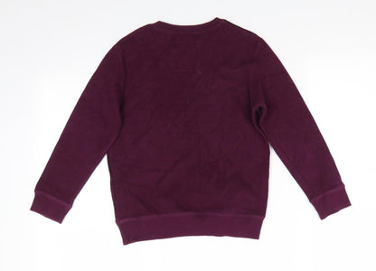 NEXT Girls Purple Round Neck Check Cotton Pullover Jumper Size 6 Years   - Deep purple