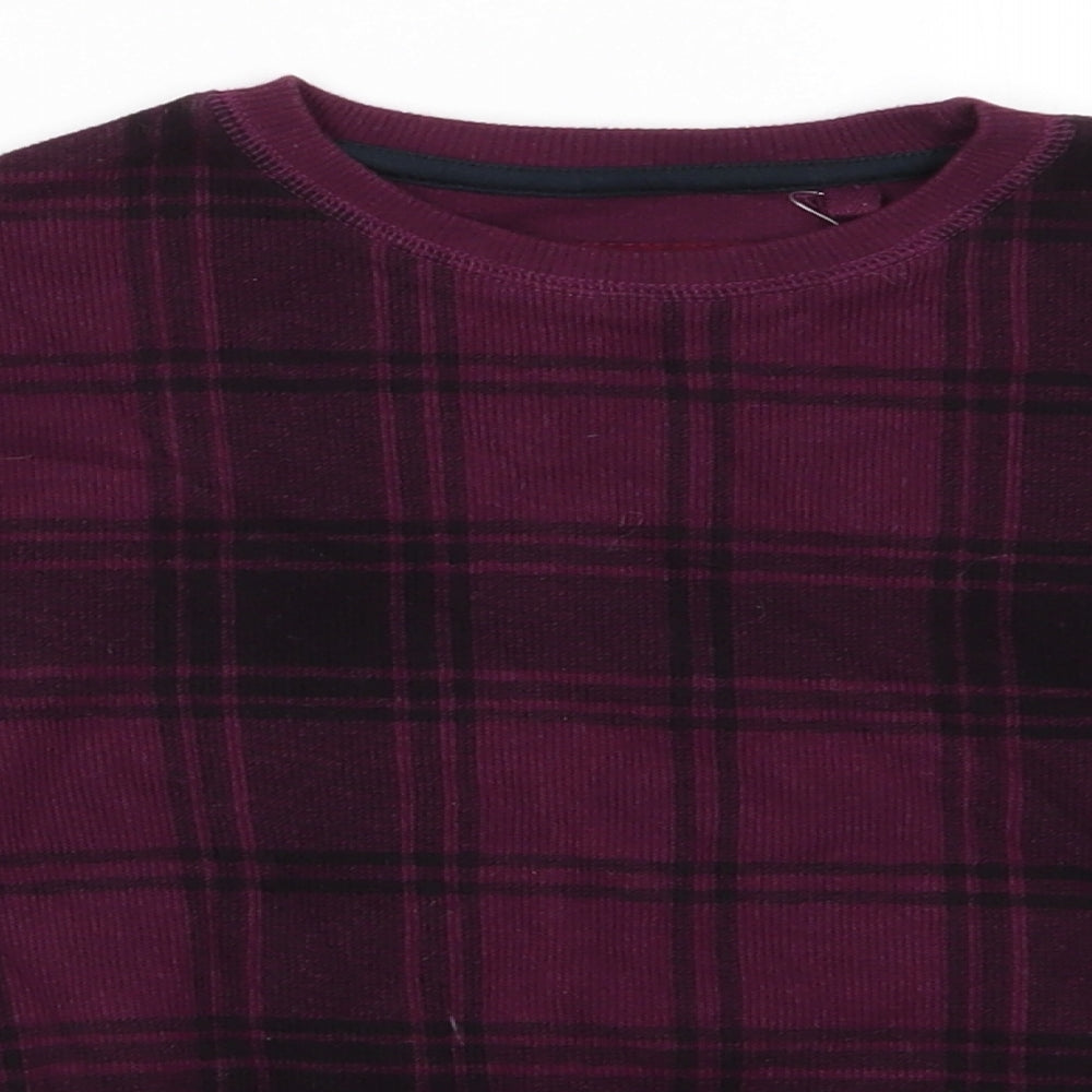 NEXT Girls Purple Round Neck Check Cotton Pullover Jumper Size 6 Years   - Deep purple