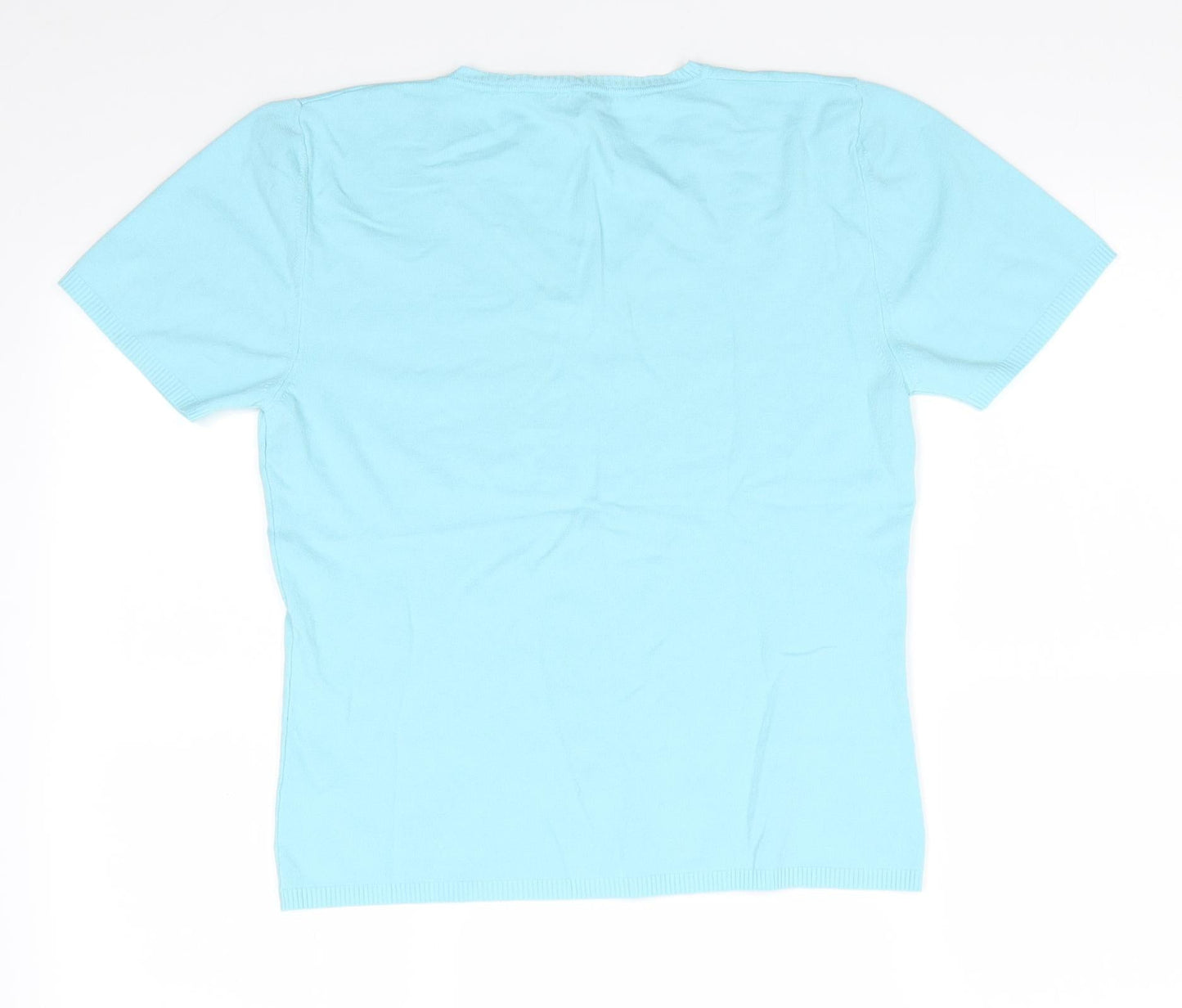 Artigiano Womens Blue V-Neck  Viscose Pullover Jumper Size 16   - Turquoise