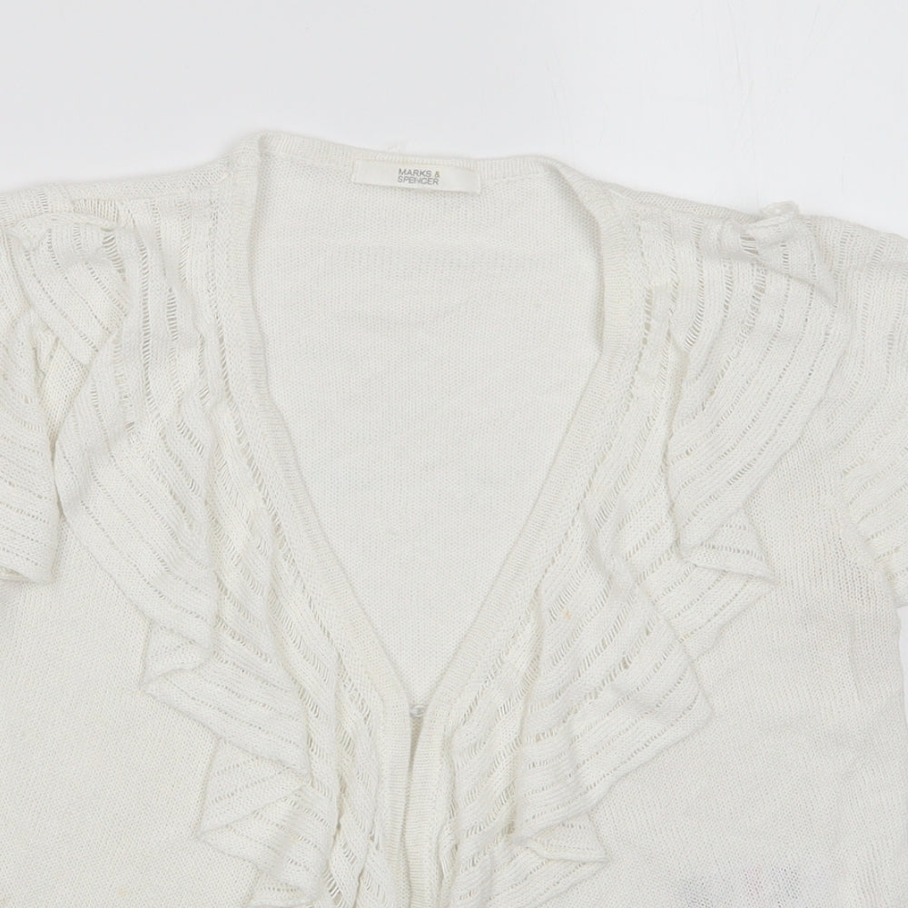 Womens UK Size 10 Marks and Spencer White Cardigan Jumper