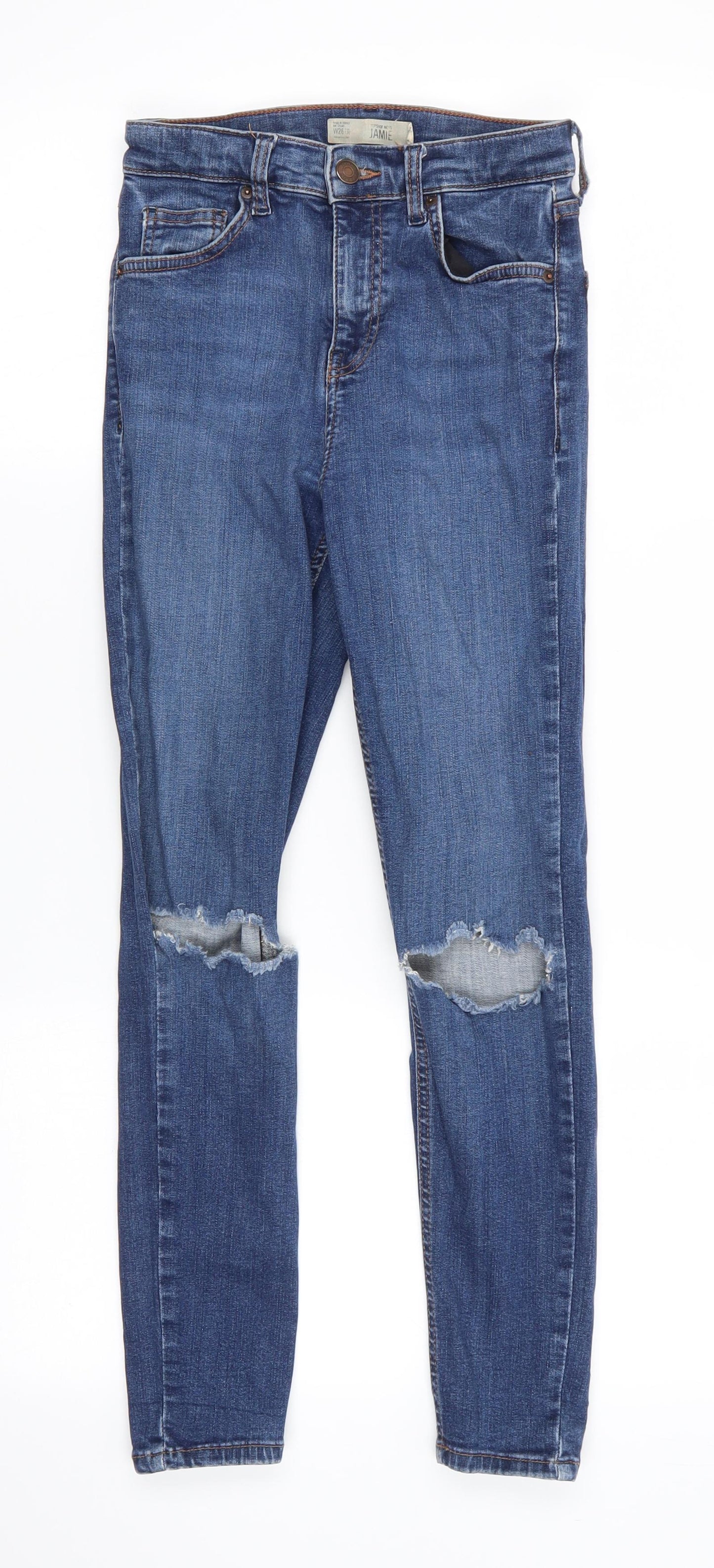 Mens UK Size 26 in Topshop Regular Fit Skinny Blue Jeans