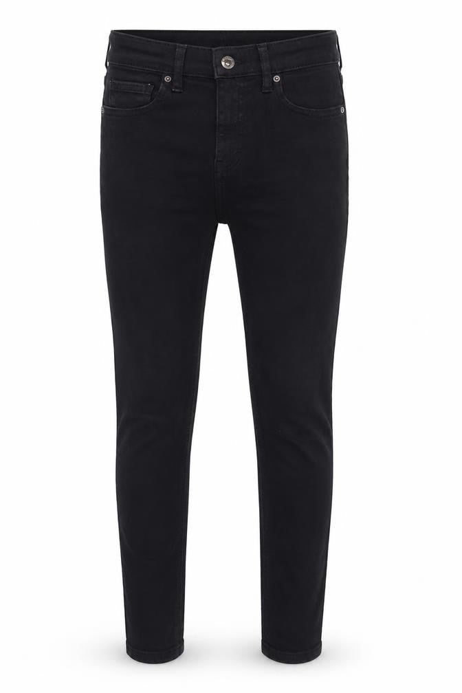 Front view of Topshop women’s black cotton skinny jeans, size UK 26, in, 25-inch leg regular - cropped