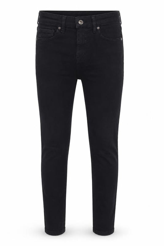 Front view of Topshop women’s black cotton skinny jeans, size UK 26, in, 25-inch leg regular - cropped