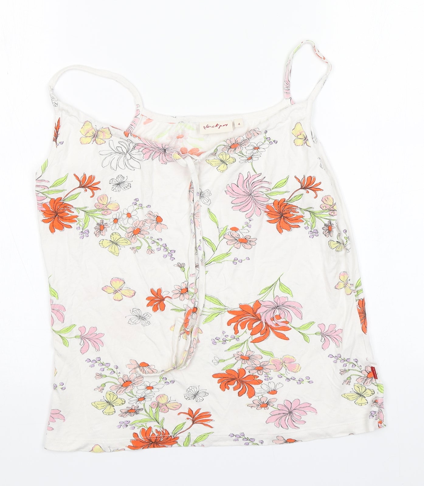 Preworn Mens White Floral Viscose  T-Shirt  Round Neck