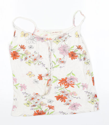 Preworn Mens White Floral Viscose  T-Shirt  Round Neck