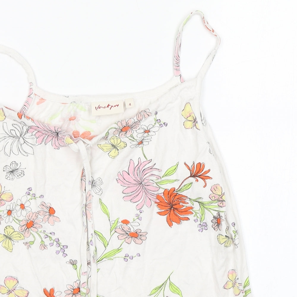 Preworn Mens White Floral Viscose  T-Shirt  Round Neck