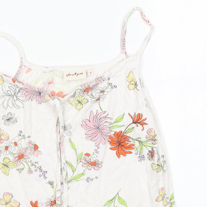 Preworn Mens White Floral Viscose  T-Shirt  Round Neck