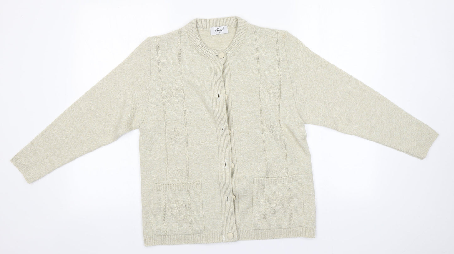 GAZE Womens Beige Round Neck   Cardigan Jumper Size S