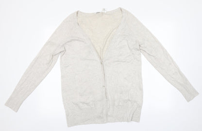 La Redoute Womens Beige V-Neck  Viscose Cardigan Jumper Size 18