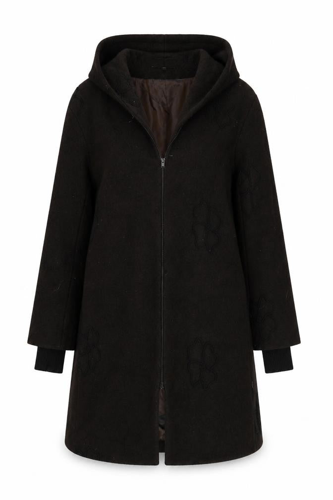 Front view of EVELIN BRANDT women’s brown overcoat coat, size UK 10