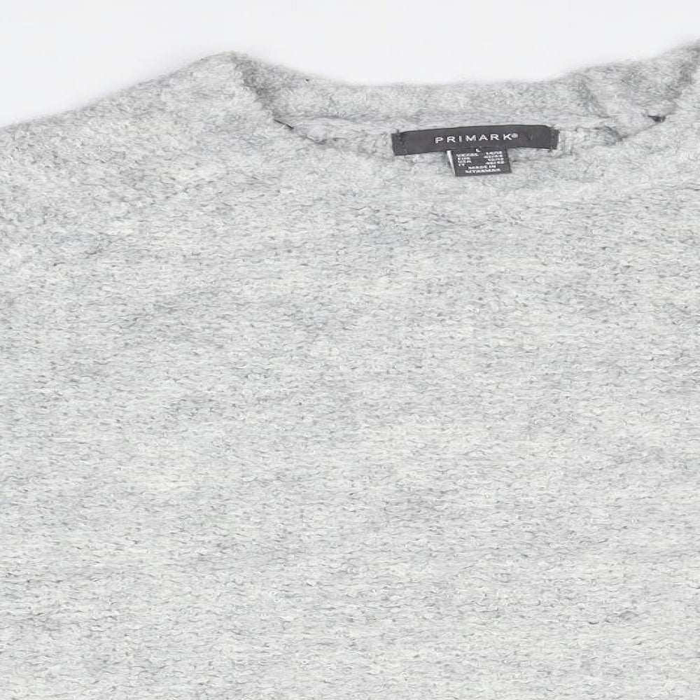 Primark Womens Grey Round Neck  Acrylic Pullover Jumper Size 14