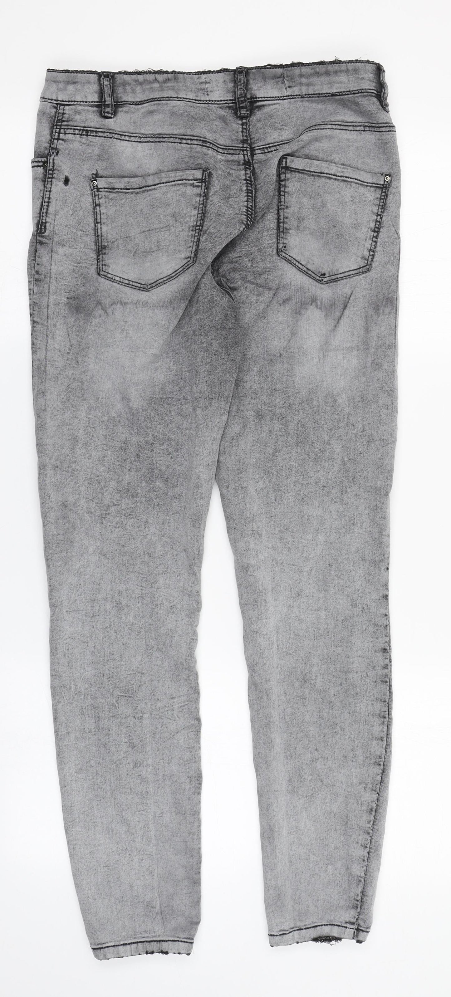 Denim & Co. Womens Grey  Cotton Trousers  Size 12 L28 in Regular