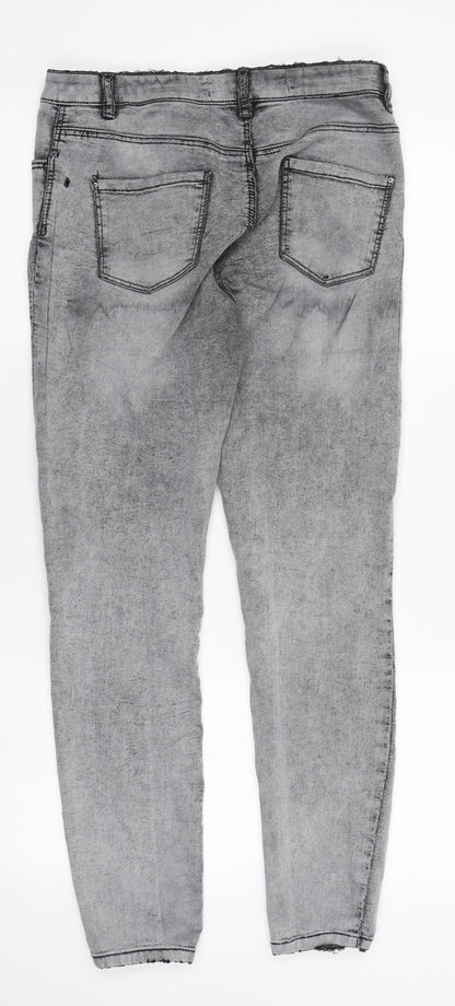 Denim & Co. Womens Grey  Cotton Trousers  Size 12 L28 in Regular