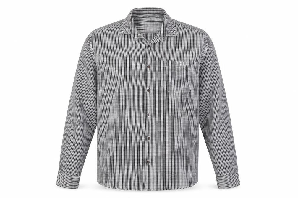 Mens UK Size L Atlantic Bay Grey  Button-Up Long Sleeve Casual Shirt