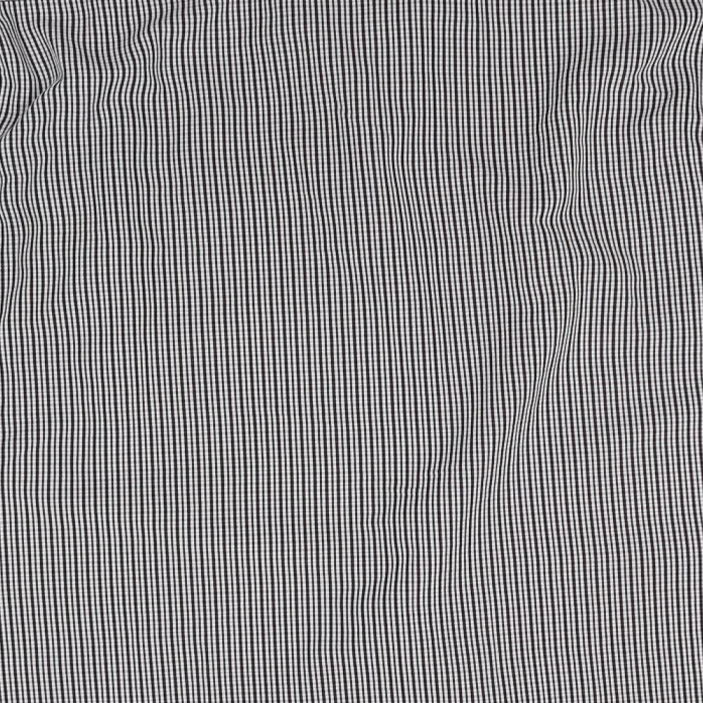 Atlantic Bay Mens Grey Striped Polyester  Button-Up Size L Collared