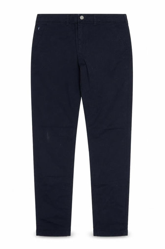Front view of Bien Bleu men’s blue cotton trousers, size L, 30-inch leg regular