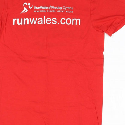 Gildan Mens Red  Cotton Basic T-Shirt Size S Round Neck  - Marathon, Caernarfon