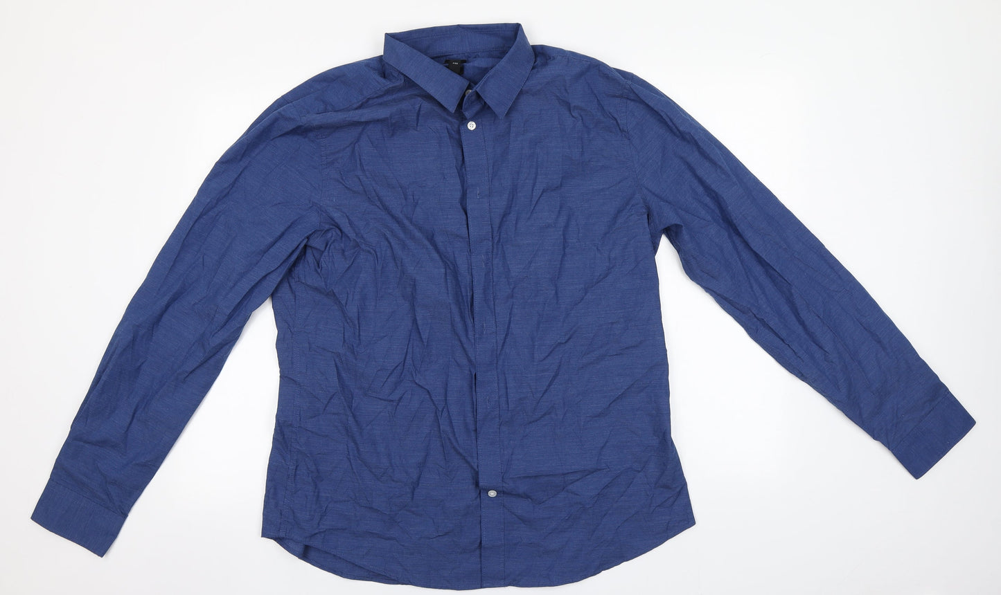 Mens UK Size XL H&M Blue  Button-Up Long Sleeve Casual Shirt