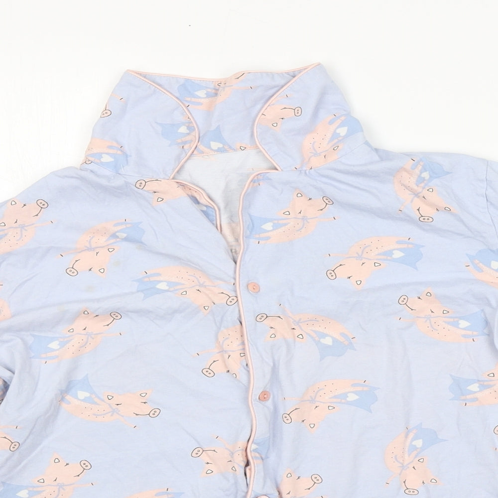 Preworn Womens Blue Animal Print Cotton Top Pyjama Top