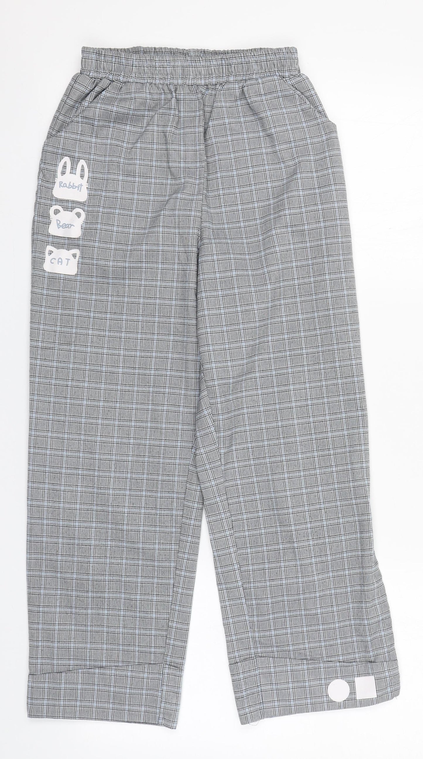 Preworn Girls Grey Plaid  Sweatpants Trousers  L22 in
