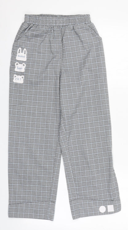 Preworn Girls Grey Plaid  Sweatpants Trousers  L22 in