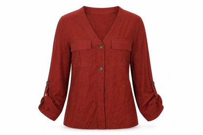 Womens UK Size 6 Primark Red Basic Button-Up