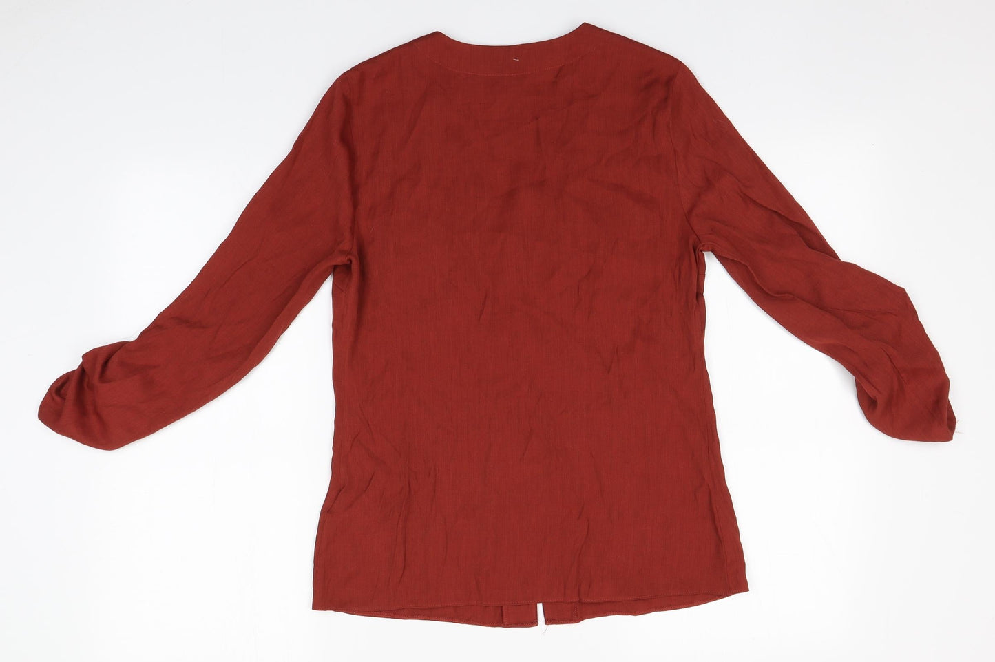 Primark Womens Red  Viscose Basic Button-Up Size 6 V-Neck