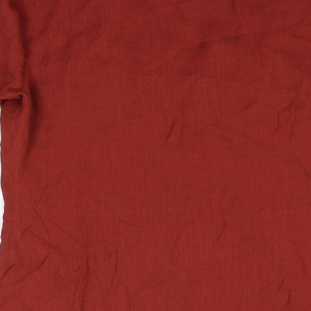 Primark Womens Red  Viscose Basic Button-Up Size 6 V-Neck