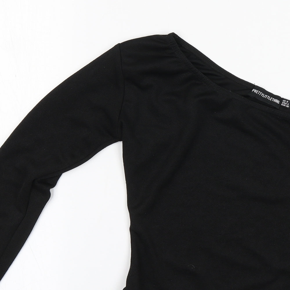 PRETTYLITTLETHING Womens Black  Polyester Leotard One-Piece Size 8