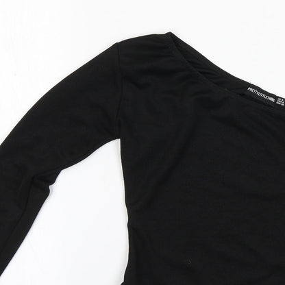 PRETTYLITTLETHING Womens Black  Polyester Leotard One-Piece Size 8