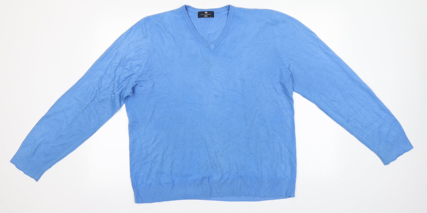Blue Harbour Mens Blue V-Neck  Acrylic Pullover Jumper Size L