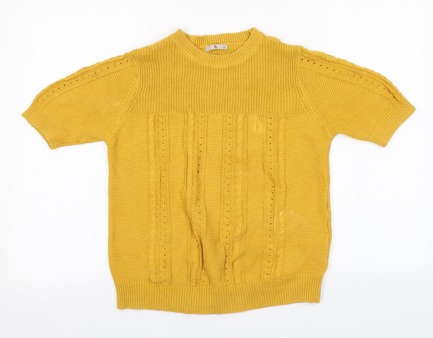 TU Womens Orange Round Neck  Cotton Pullover Jumper Size 10