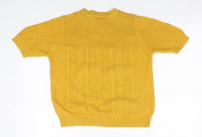 TU Womens Orange Round Neck  Cotton Pullover Jumper Size 10