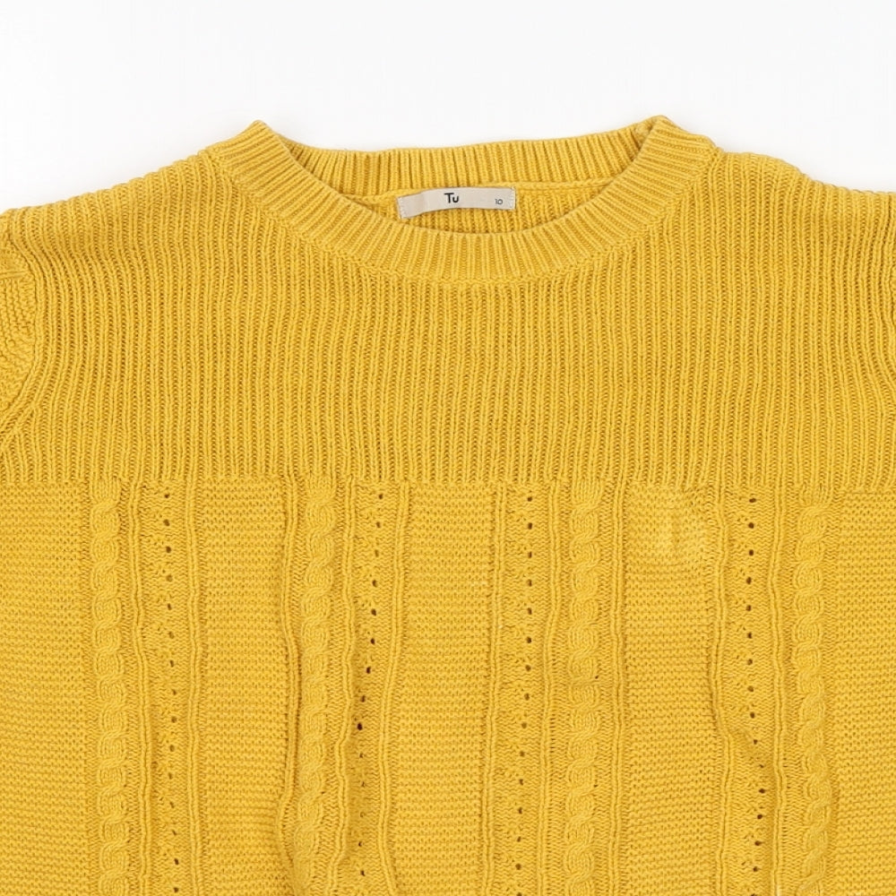 TU Womens Orange Round Neck  Cotton Pullover Jumper Size 10